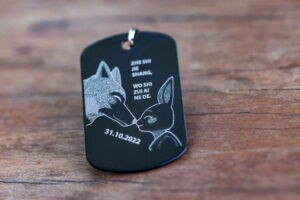 Custom laser engraved tags and keychains